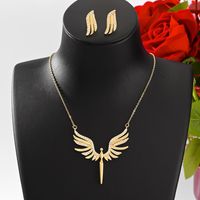 Copper 18K Gold Plated IG Style Shiny Inlay Wings Zircon Jewelry Set main image 5