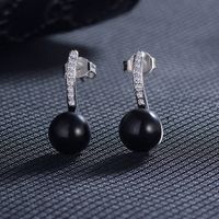 1 Pair Simple Style Round Inlay Copper Agate Zircon Ear Studs main image 3