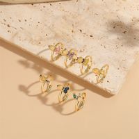 Copper Gold Plated Vintage Style Simple Style Commute Plating Inlay Solid Color Zircon Open Rings main image 2