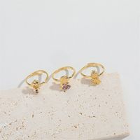 Copper Gold Plated Vintage Style Simple Style Commute Plating Inlay Solid Color Zircon Open Rings main image 5
