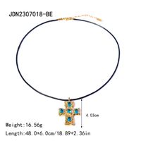 316 Stainless Steel  18K Gold Plated IG Style Modern Style Classic Style Inlay Cross Rhinestones Pendant Necklace sku image 1