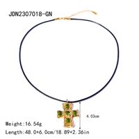 316 Stainless Steel  18K Gold Plated IG Style Modern Style Classic Style Inlay Cross Rhinestones Pendant Necklace sku image 1