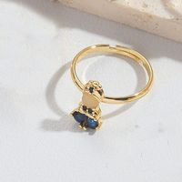 Copper Gold Plated Vintage Style Simple Style Commute Plating Inlay Solid Color Zircon Open Rings sku image 2