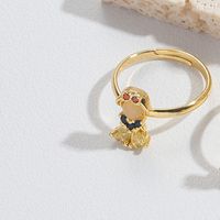 Copper Gold Plated Vintage Style Simple Style Commute Plating Inlay Solid Color Zircon Open Rings sku image 4