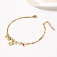 Sweet Pastoral Artistic Flower 18K Gold Plated 201 Stainless Steel Wholesale Anklet main image 4