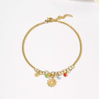 Sweet Pastoral Artistic Flower 18K Gold Plated 201 Stainless Steel Wholesale Anklet main image 5