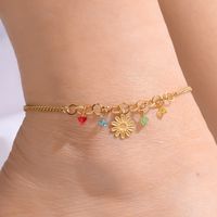 Sweet Pastoral Artistic Flower 18K Gold Plated 201 Stainless Steel Wholesale Anklet main image 1