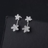 1 Pair Sweet Shiny Flower Inlay Copper Zircon Ear Studs main image 1