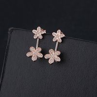 1 Pair Sweet Shiny Flower Inlay Copper Zircon Ear Studs main image 3