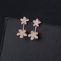 1 Paire Sucré Brillant Fleur Incruster Le Cuivre Zircon Boucles D'Oreilles main image 3