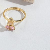 Copper Gold Plated Vintage Style Simple Style Commute Plating Inlay Solid Color Zircon Open Rings sku image 5