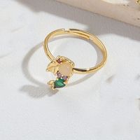 Copper Gold Plated Vintage Style Simple Style Commute Plating Inlay Solid Color Zircon Open Rings sku image 6