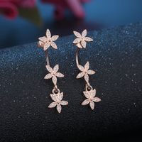 1 Paire Style Simple Style Classique Star Incruster Le Cuivre Zircon Boucles D'Oreilles main image 3