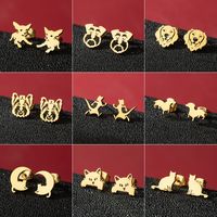 1 Pair Cute Basic Classic Style Dog Lion Cat Polishing Plating 304 Stainless Steel 18K Gold Plated Ear Studs main image 1