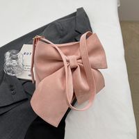 Women's Medium Pu Leather Bow Knot Elegant Square Zipper Crossbody Bag sku image 3