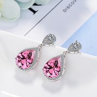 1 Pair Simple Style Classic Style Water Droplets Inlay Copper Zircon Drop Earrings sku image 2