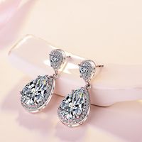 1 Pair Simple Style Classic Style Water Droplets Inlay Copper Zircon Drop Earrings main image 2