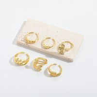 Copper Gold Plated Vintage Style Simple Style Criss Cross Plating Inlay Solid Color Zircon Open Rings main image 2