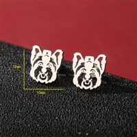 1 Par Lindo Básico Estilo Clásico Perro León Gato Pulido Enchapado Acero Inoxidable 304 Chapados en oro de 18k Pendientes sku image 5