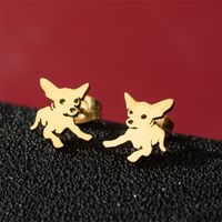 1 Pair Cute Basic Classic Style Dog Lion Cat Polishing Plating 304 Stainless Steel 18K Gold Plated Ear Studs sku image 12