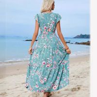 Women's Regular Dress Vacation V Neck Printing Short Sleeve Ditsy Floral Maxi Long Dress Daily Beach main image 3