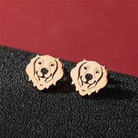 1 Pair Cute Basic Classic Style Dog Lion Cat Polishing Plating 304 Stainless Steel 18K Gold Plated Ear Studs sku image 21