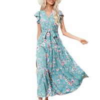 Women's Regular Dress Vacation V Neck Printing Short Sleeve Ditsy Floral Maxi Long Dress Daily Beach main image 2