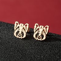 1 Par Lindo Básico Estilo Clásico Perro León Gato Pulido Enchapado Acero Inoxidable 304 Chapados en oro de 18k Pendientes sku image 22