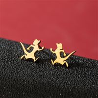 1 Pair Cute Basic Classic Style Dog Lion Cat Polishing Plating 304 Stainless Steel 18K Gold Plated Ear Studs sku image 24
