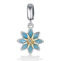 1 Piece Hole 4~4.9mm Sterling Silver Zircon Rhodium Plated Flower Polished Pendant sku image 1