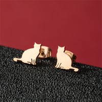 1 Pair Cute Basic Classic Style Dog Lion Cat Polishing Plating 304 Stainless Steel 18K Gold Plated Ear Studs sku image 37