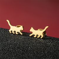 1 Pair Cute Basic Classic Style Dog Lion Cat Polishing Plating 304 Stainless Steel 18K Gold Plated Ear Studs sku image 39