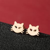 1 Pair Cute Basic Sweet Animal Cat Polishing Plating 304 Stainless Steel 18K Gold Plated Ear Studs sku image 14