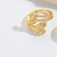 Copper Gold Plated Vintage Style Simple Style Criss Cross Plating Inlay Solid Color Zircon Open Rings sku image 6