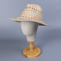 Women's Lady Simple Style Geometric Big Eaves Straw Hat main image 4
