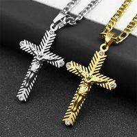 IG Style Simple Style Human Cross 304 Stainless Steel Inlay Zircon Unisex Pendant Necklace main image 1