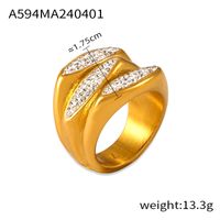 Casual Simple Style Solid Color Titanium Steel 18K Gold Plated Rhinestones Rings In Bulk sku image 4
