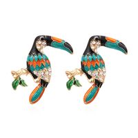 1 Pair Cartoon Style Parrot Enamel Alloy Ear Studs main image 7