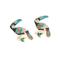 1 Pair Cartoon Style Parrot Enamel Alloy Ear Studs main image 6