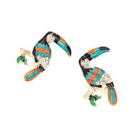 1 Pair Cartoon Style Parrot Enamel Alloy Ear Studs main image 4