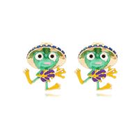 1 Pair Cartoon Style Frog Enamel Zinc Alloy Ear Studs sku image 1