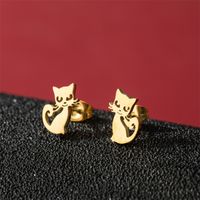 1 Pair Cute Basic Sweet Animal Cat Polishing Plating 304 Stainless Steel 18K Gold Plated Ear Studs sku image 16