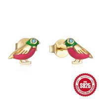 1 Pair Simple Style Parrot Enamel Sterling Silver Ear Studs main image 7