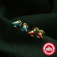 1 Pair Simple Style Parrot Enamel Sterling Silver Ear Studs main image 6