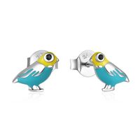 1 Pair Simple Style Parrot Enamel Sterling Silver Ear Studs main image 1