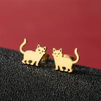 1 Pair Cute Basic Sweet Animal Cat Polishing Plating 304 Stainless Steel 18K Gold Plated Ear Studs sku image 19