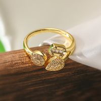 Copper 18K Gold Plated IG Style Retro Exaggerated Plating Inlay Geometric Star Zircon Open Rings main image 8