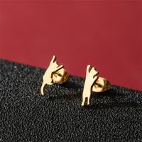 1 Pair Cute Basic Sweet Animal Cat Polishing Plating 304 Stainless Steel 18K Gold Plated Ear Studs main image 7