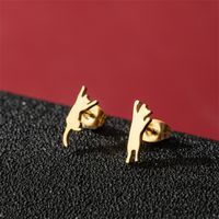 1 Par Lindo Básico Dulce Animal Gato Pulido Enchapado Acero Inoxidable 304 Chapados en oro de 18k Pendientes sku image 25