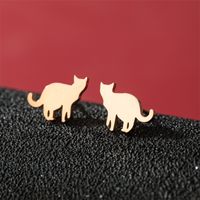 1 Pair Cute Basic Sweet Animal Cat Polishing Plating 304 Stainless Steel 18K Gold Plated Ear Studs sku image 35